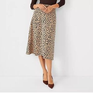 Ann Taylor Animal Print Belted Midi Skirt